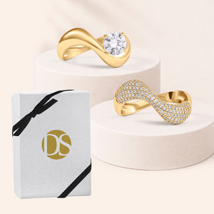 Double Dose Wavy Stackable Rings - Set of 2