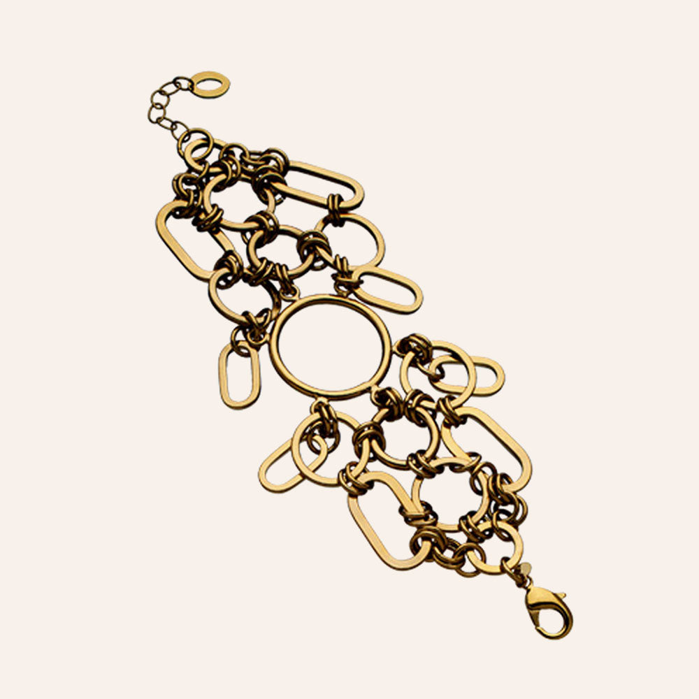 "Bubbles" Statement Link Bracelet / Gold Tone