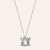 Rhodium Plated Sterling Silver White CZ DS Cube Necklace