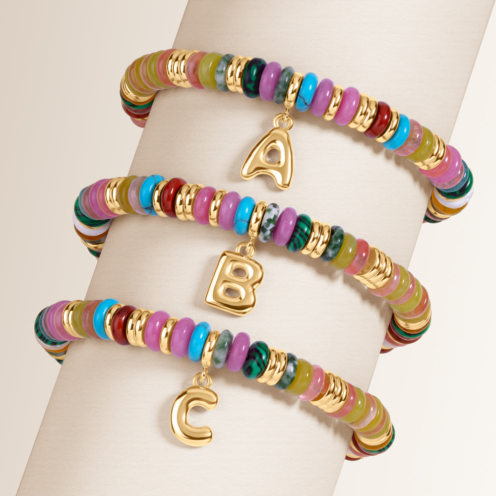 "DS Bubbly" Semi-Precious Initial Bracelet