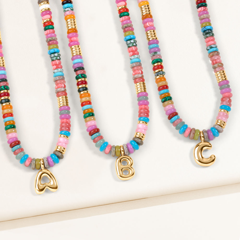 "DS Bubbly" Semi-Precious Initial Necklace