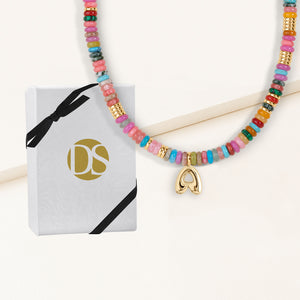"DS Bubbly" Semi-Precious Initial Necklace