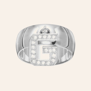 Rhodium Plated Sterling Silver Ds  White Cz Cube Charm Letter