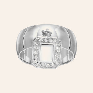 Rhodium Plated Sterling Silver Ds  White Cz Cube Charm Letter