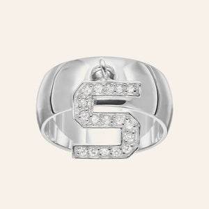 Rhodium Plated Sterling Silver Ds  White Cz Cube Charm Letter