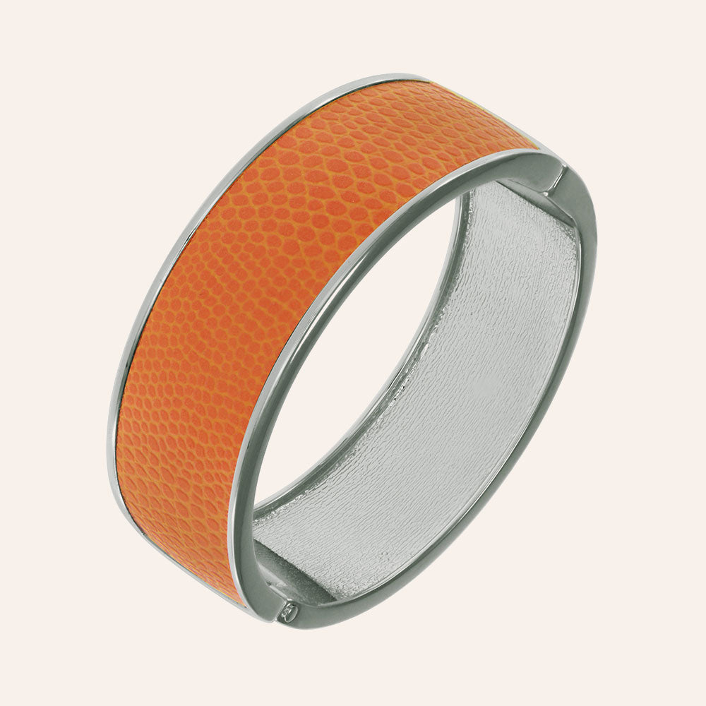 "Sabi Colori" Orange Lizardprint Bangle Bracelet