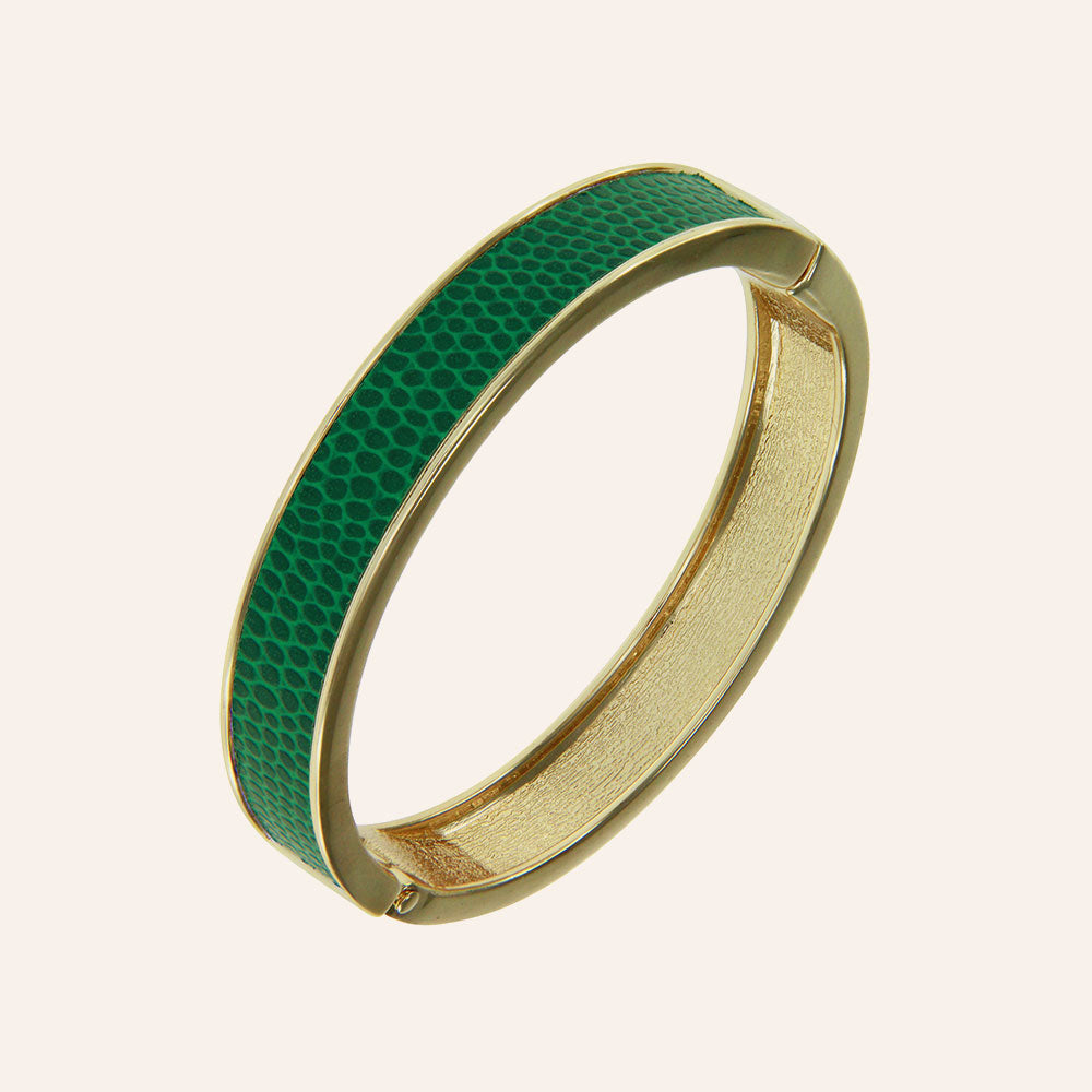 "Sabi Colori" Thin Kelly Green Lizardprint Bangle Bracelet