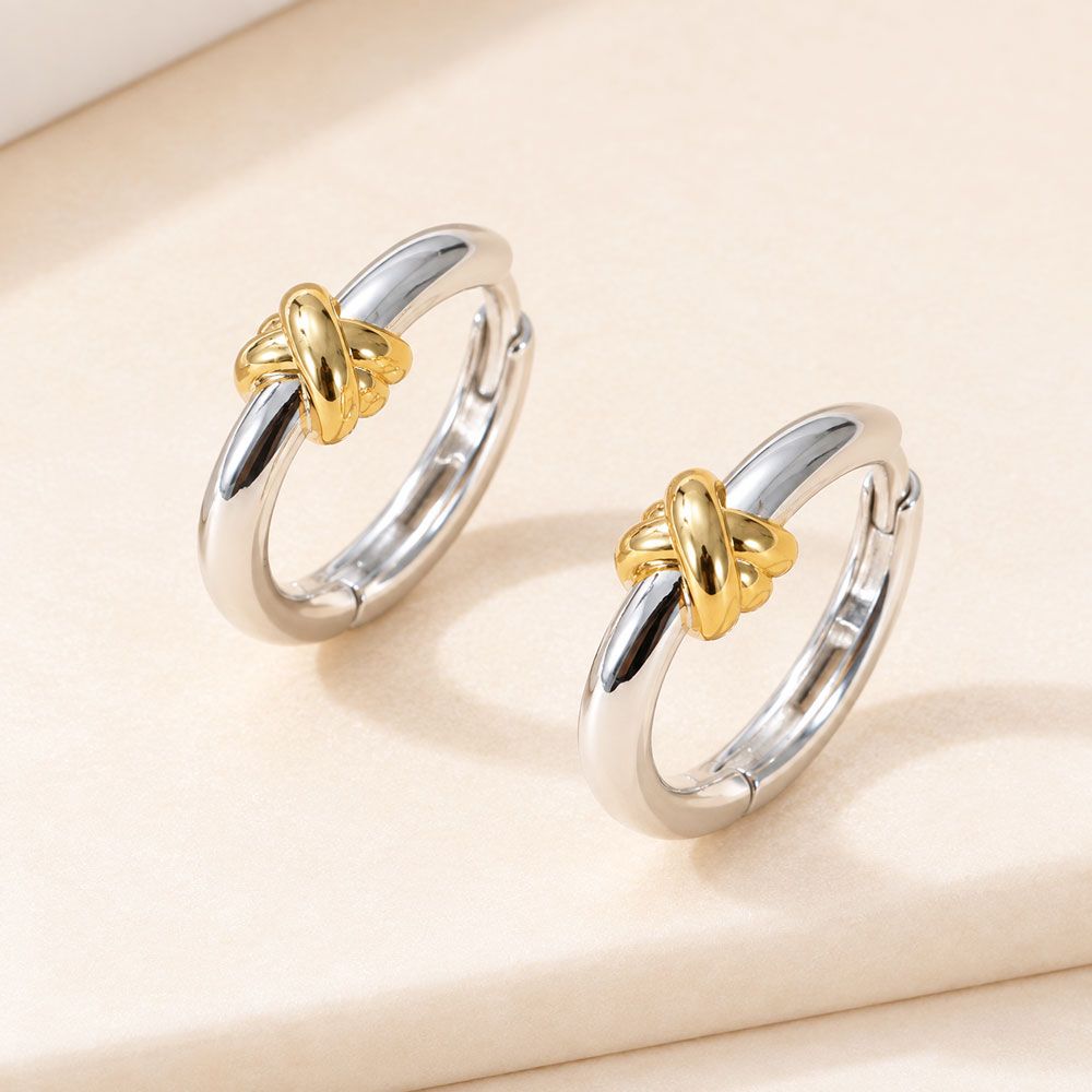 Knot Love Two-Tone 0.78" Hoop Earrings