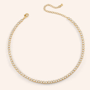 Watch Me Shine Beaded Round Bezel Set Tennis Necklace