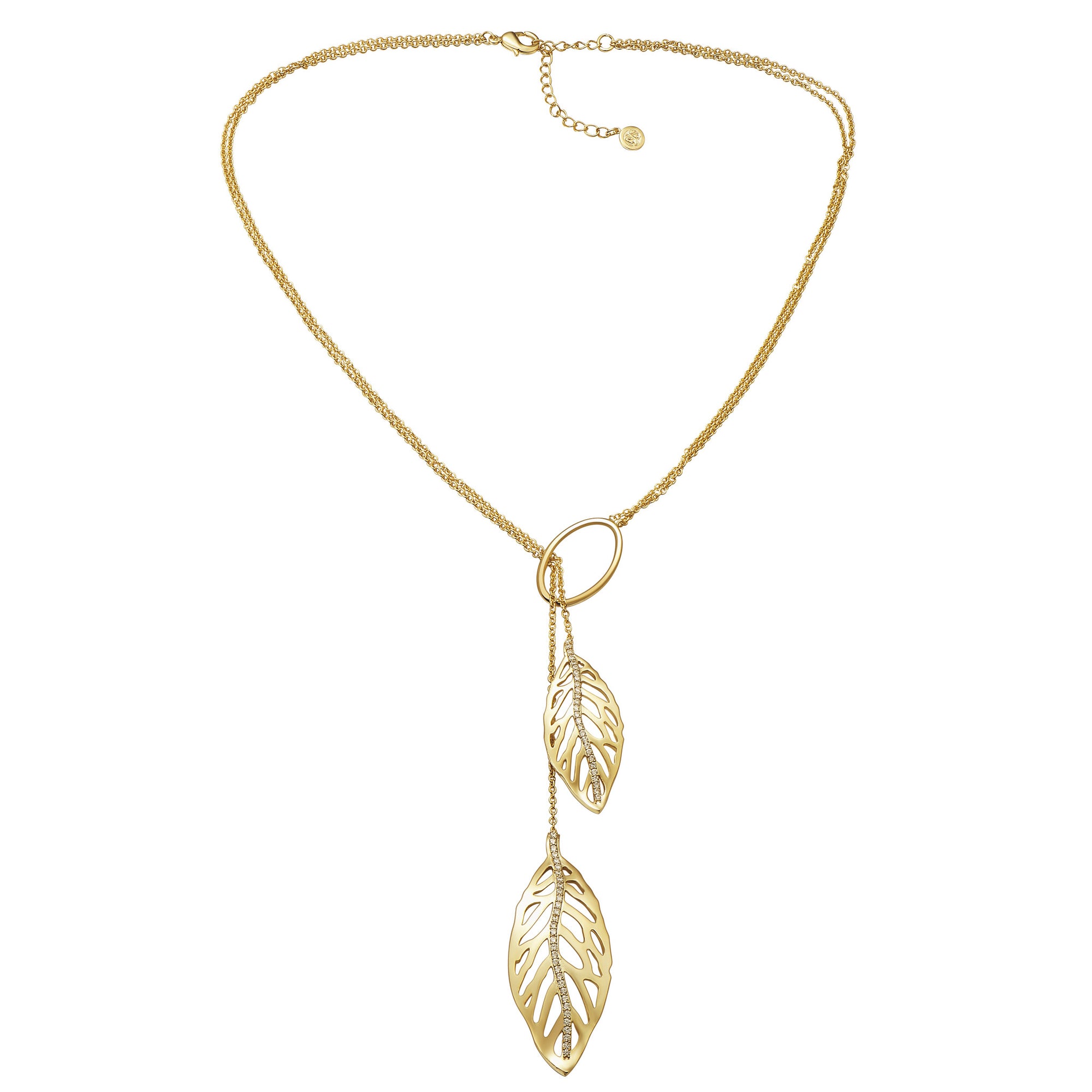 18K YG Plated Brass "Tierra Riviera" Clear CZ Lariat Style Necklace