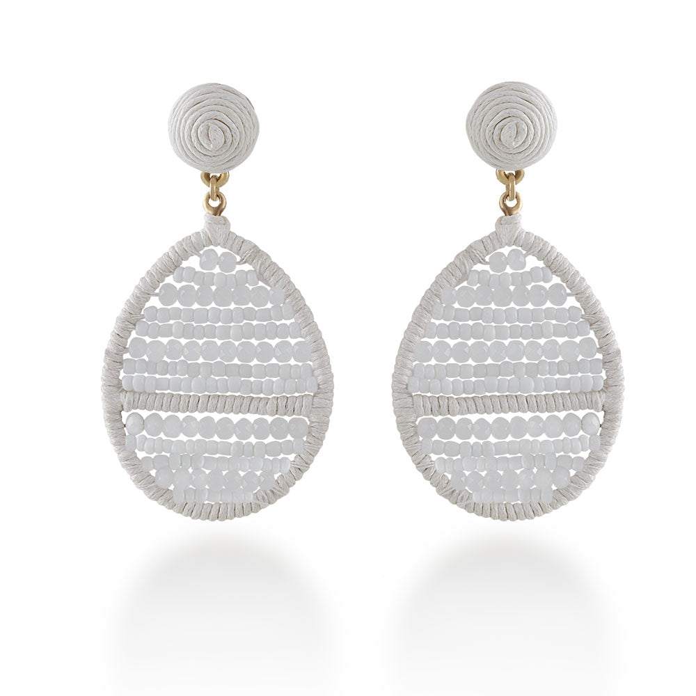 "Jardine" Handmade Woven Crystal Beads Teardrop Earrings