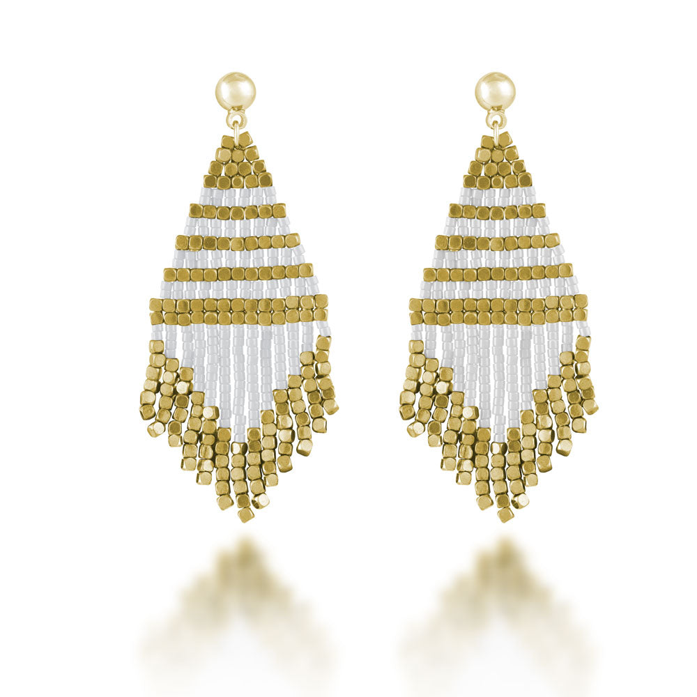 "Trillian" Handcrafted Woven Beaded Drop Earrings