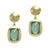 18K Yellow Gold Plated "Mosaic" Blue Crystal Earrings
