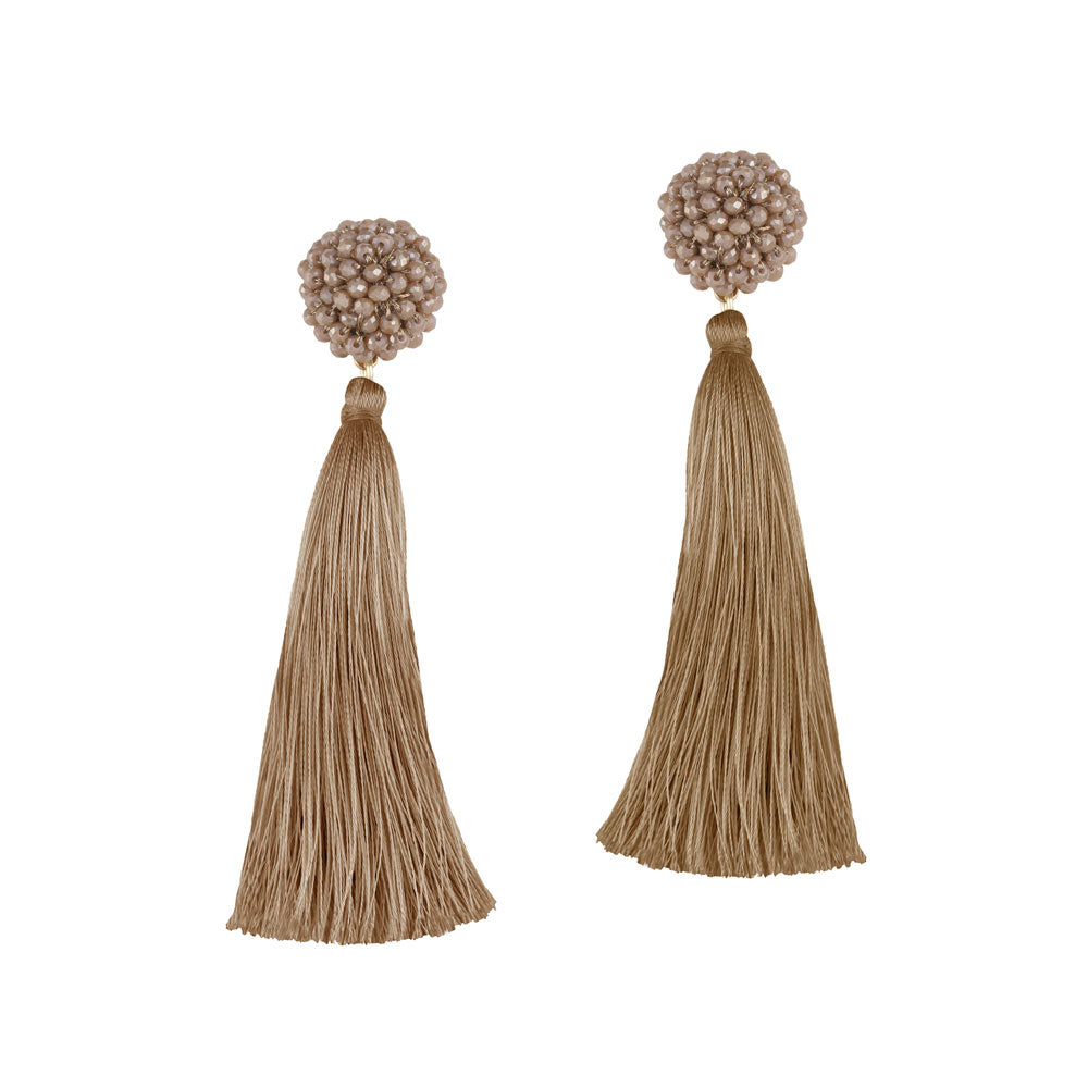 "Time to Bloom" Handcrafted Crochet Faceted Beaded Crystal Tassel Earrings