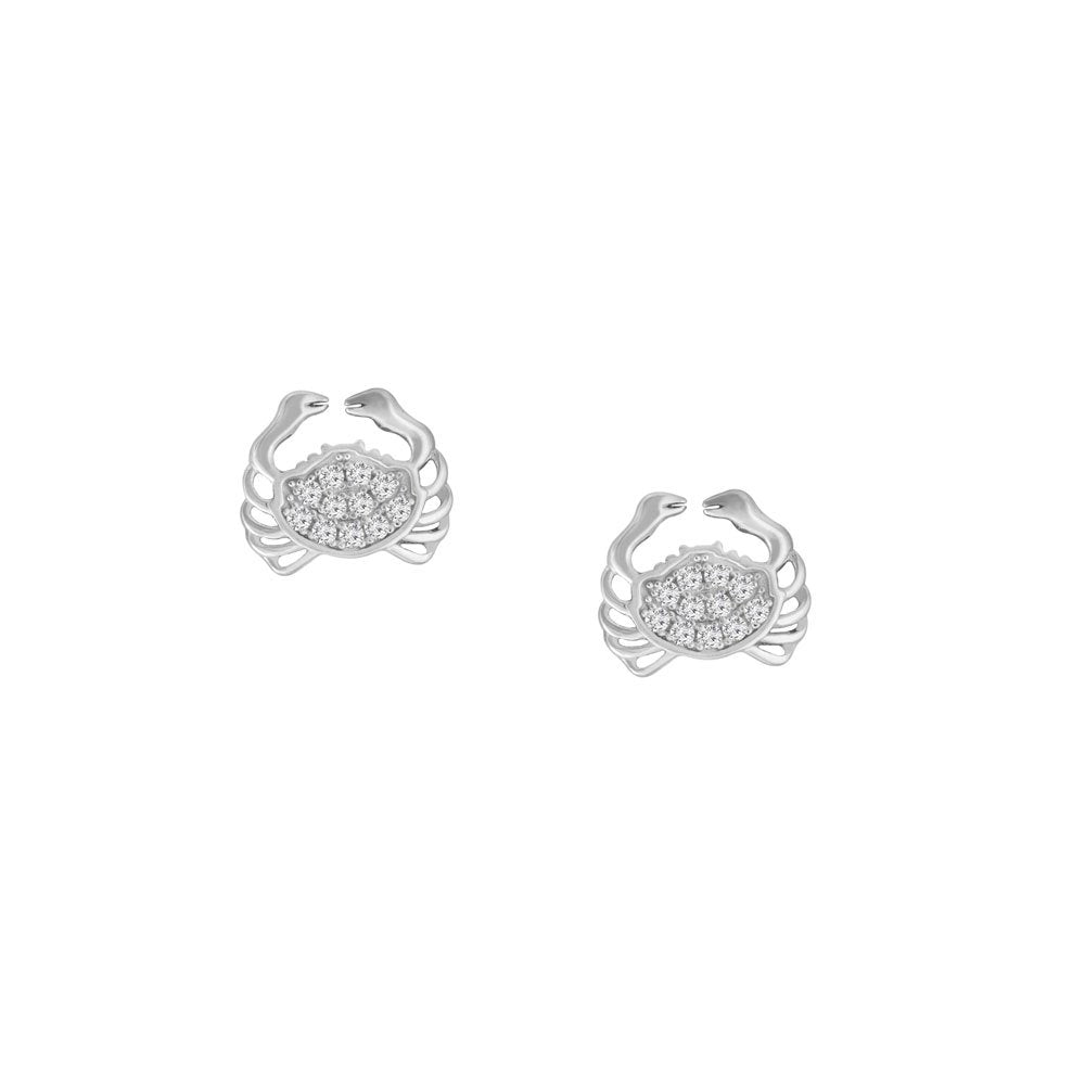 Crab Prong-set CZ's Sterling Silver Post Earrings