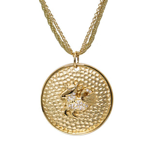 18K YG Plated "Personalized Zodiac" White CZ Pendant Necklace