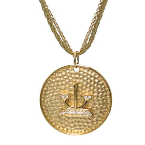 18K YG Plated "Personalized Zodiac" White CZ Pendant Necklace