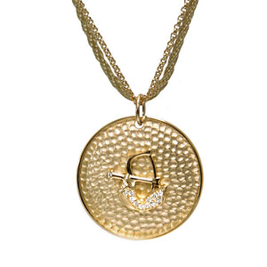 18K YG Plated "Personalized Zodiac" White CZ Pendant Necklace