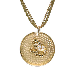 18K YG Plated "Personalized Zodiac" White CZ Pendant Necklace