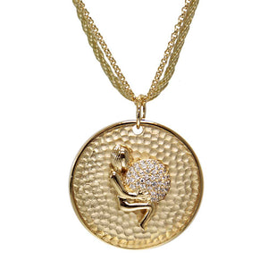 18K YG Plated "Personalized Zodiac" White CZ Pendant Necklace