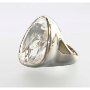 Glam Faceted Quartz Sterling Silver Organic Shape Adjustable Ring