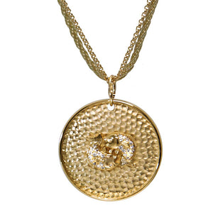 18K YG Plated "Personalized Zodiac" White CZ Pendant Necklace