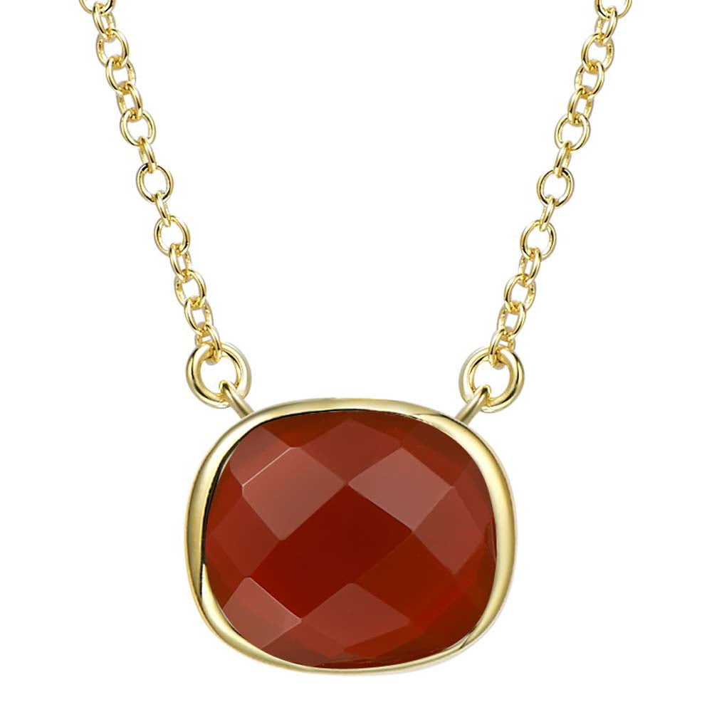 "Delicate" Faceted Semi-Precious Center Square Necklace