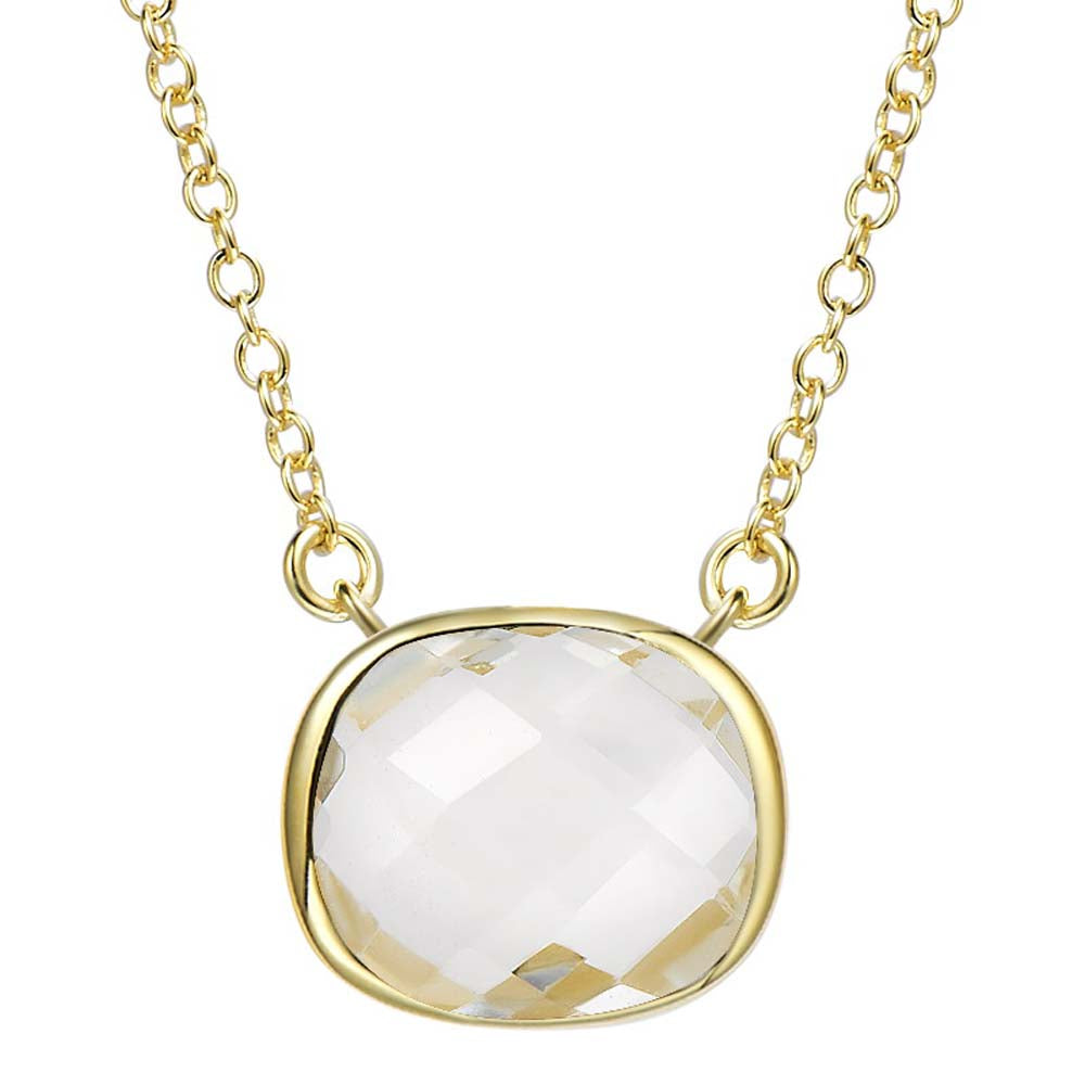 "Delicate" Faceted Semi-Precious Center Square Necklace