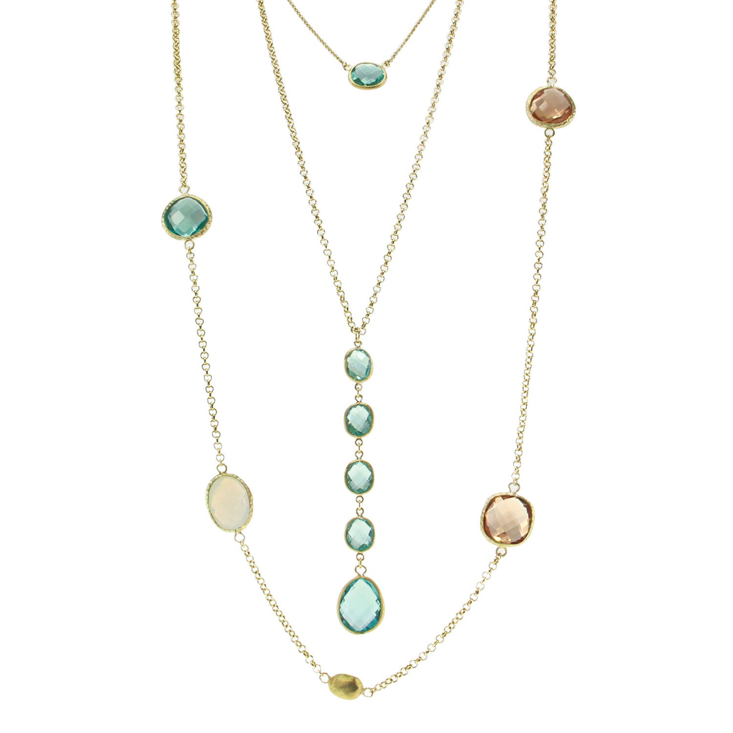 "Lido Trio" Set of 3 Blue Crystal Necklaces