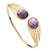 "Deco Owl" Purple Crystal Goldtone Cuff Bracelet