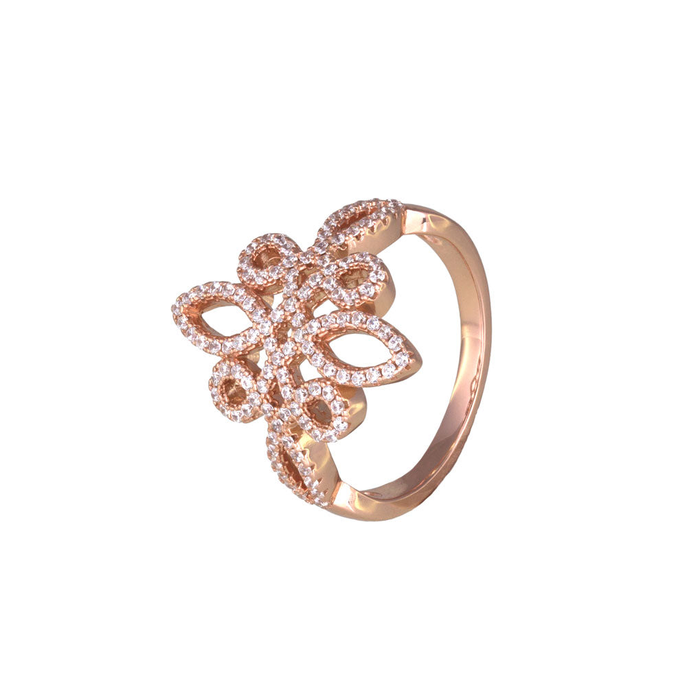 "Delicate" Flower Prong-set CZ's Rose Gold Vermeil over Sterling Silver Ring