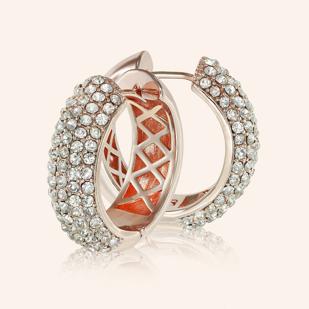 “The Petite” Pave Crystal Huggie Style Hoop Earrings