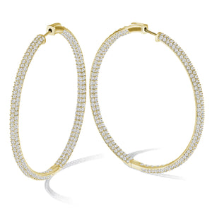 “The Grand” 18K Gold PLated Pave Crystal Inside-outside Hoop Earrings