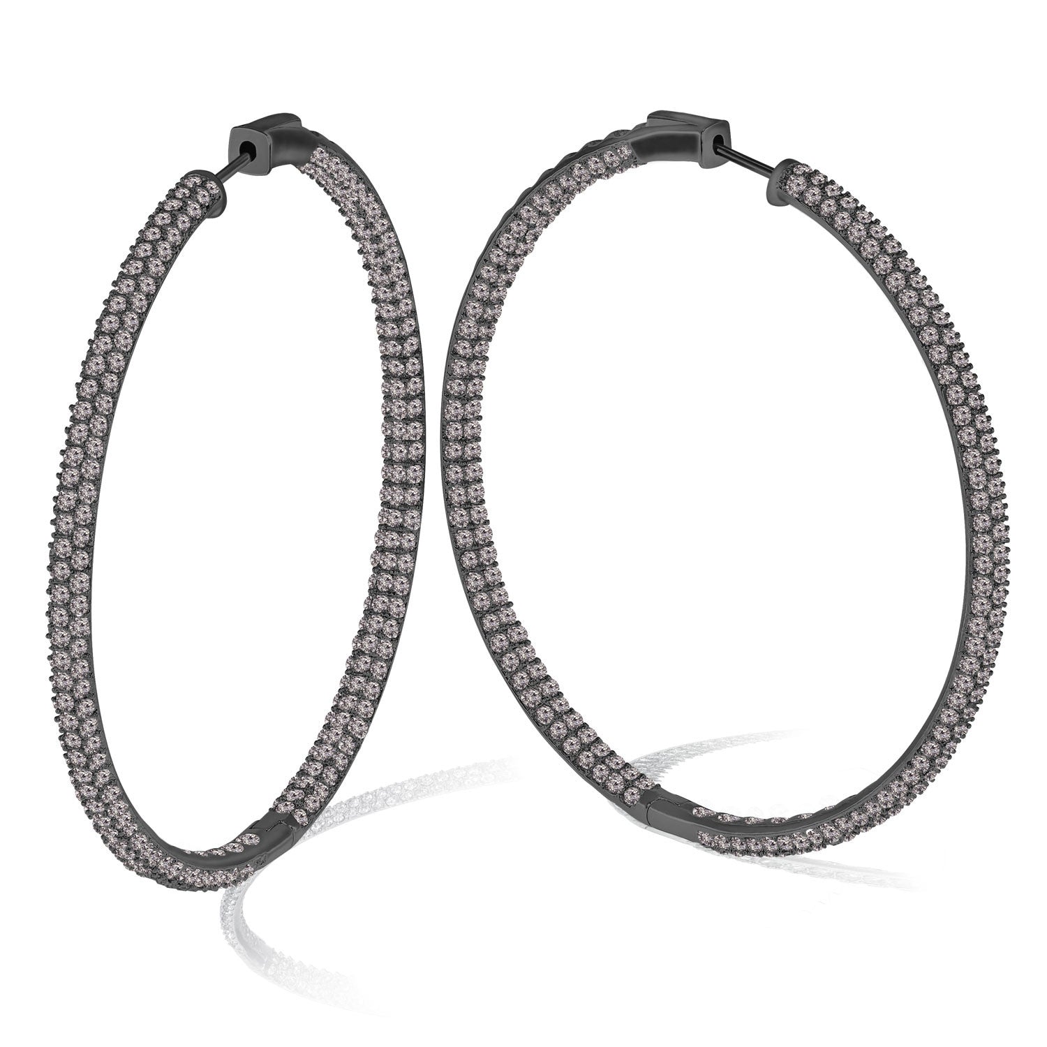 “The Grand” Hematite Plated Pave Crystal Inside-outside Hoop Earrings