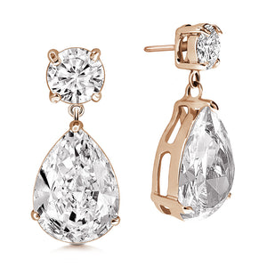 “Charlotte” 14ct Round and Pear Cut Drop Earrings