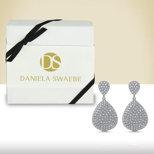 “Cate” Pave Crystals Pear-Shaped Drop Earrings