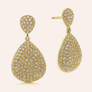 “Cate” Pave Crystals Pear-Shaped Drop Earrings