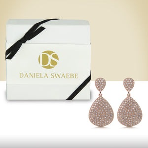 “Cate” Pave Crystals Pear-Shaped Drop Earrings