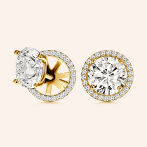 “Rachel”  8.5ct Round Cut Halo Stud Earrings and Jackets