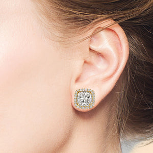 “Rachel” 8ct Princess Cut Halo Stud Earrings and Jackets