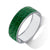 "Sabi Colori" Twilight Green Inlay Wide Hinge Bangle -Silvertone