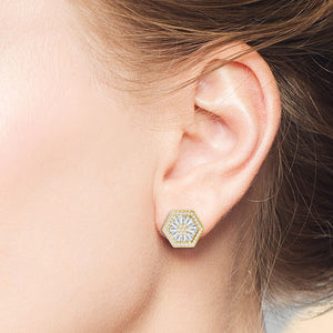 "Deco Delight" 4.9ctw Baguette Hexagonal Cluster Stud Earrings