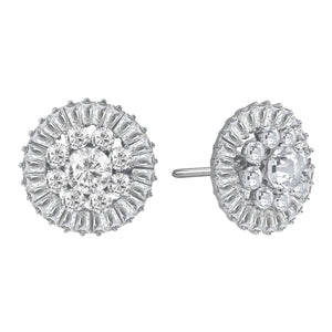 "Majesty Bloom" 7.8ctw Baguette Circle Cluster Stud Earrings