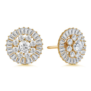 "Majesty Bloom" 7.8ctw Baguette Circle Cluster Stud Earrings