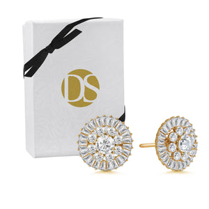 "Majesty Bloom" 7.8ctw Baguette Circle Cluster Stud Earrings