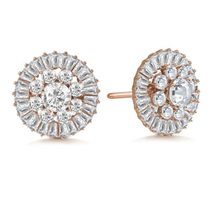 "Majesty Bloom" 7.8ctw Baguette Circle Cluster Stud Earrings