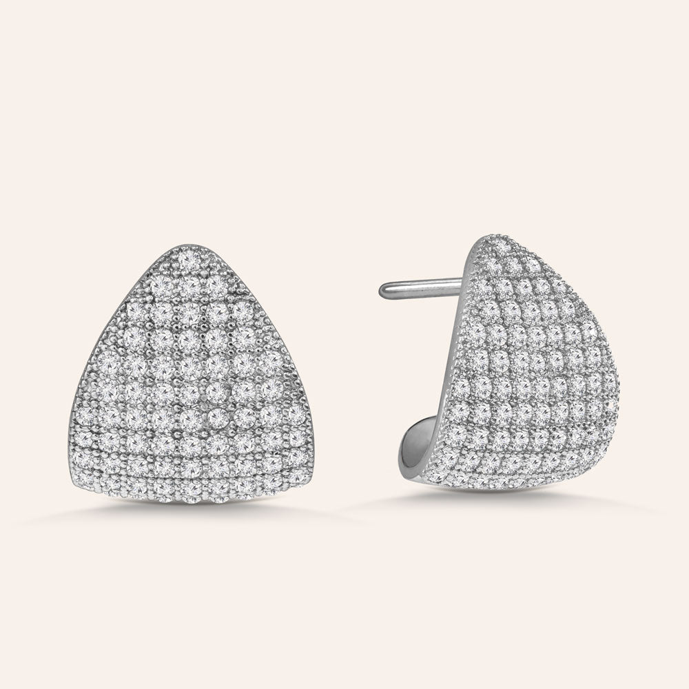 "Time to Dazzle" 3.2 ctw Pave Dome Crescent Shape Earrings