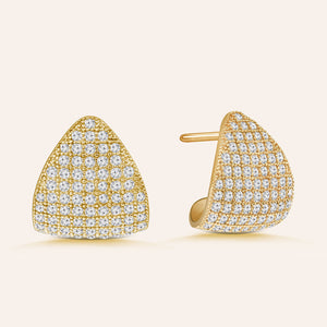 "Time to Dazzle" 3.2 ctw Pave Dome Crescent Shape Earrings