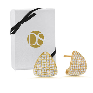 "Time to Dazzle" 3.2 ctw Pave Dome Crescent Shape Earrings