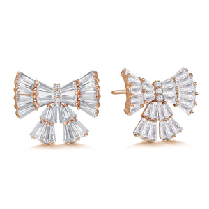 "Sparkle in Lace" 7.8ctw Baguette Bow Earrings More Colors
